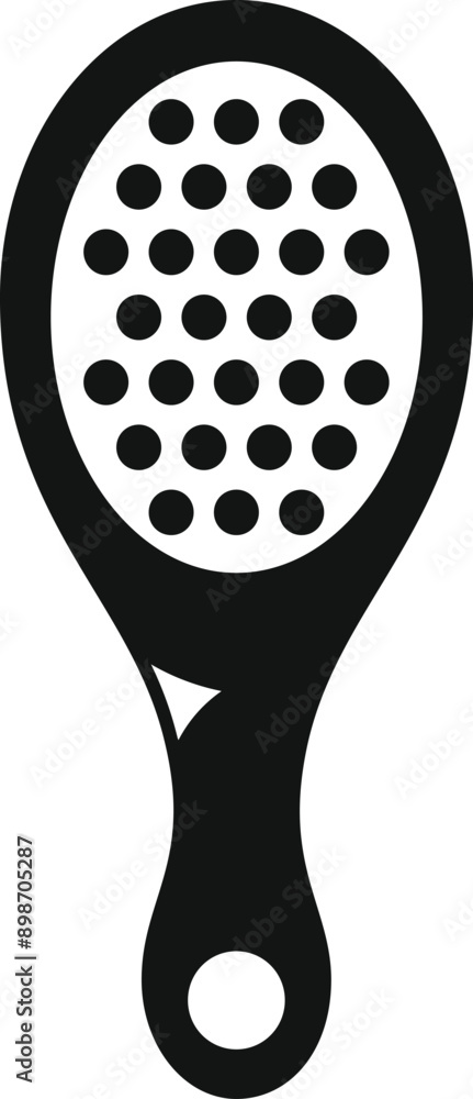 Poster simple icon of a paddle tennis racket, used for playing on a small court with a solid paddle and a d