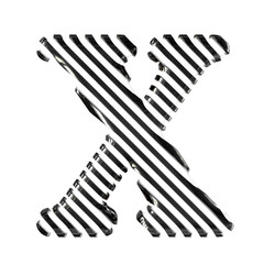 White symbol with black diagonal ultra thin straps. letter x