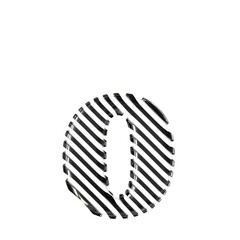 White symbol with black diagonal ultra thin straps. letter o