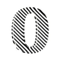 White symbol with black diagonal ultra thin straps. number 0