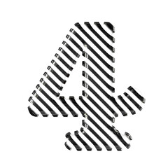 White symbol with black diagonal ultra thin straps. number 4