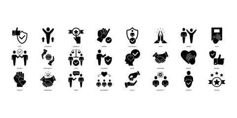 Trust icons set. Set of editable stroke icons.Set of Trust