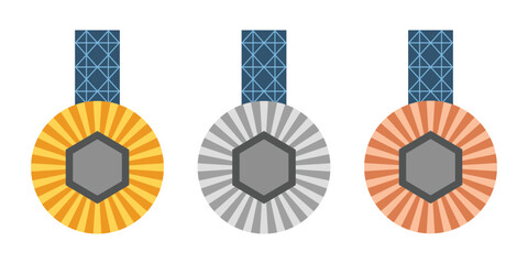 Olympic medals illustration. Gold silver bronze champion and winner awards