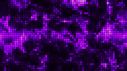 Purple mosaic background in technology concept. Abstract multicolored LED squares. Technology digital square lilac color background. Bright pixel grid background. 3D rendering