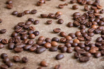 coffee beans on a wooden background