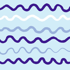 Naive squiggle pattern with bright green, yellow, pink and blue wavy lines on a light background. Creative abstract squiggle style drawing background