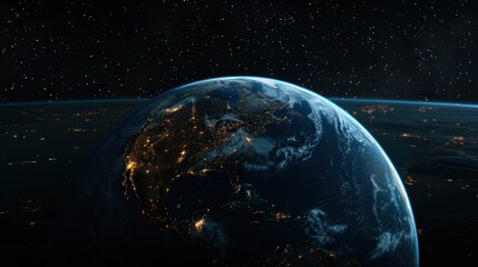 Naklejka premium Earth from Space at Night