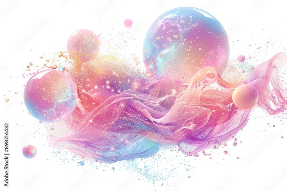 Poster abstract colorful orbs and particles symbolizing creativity imagination and modern design ideal for 