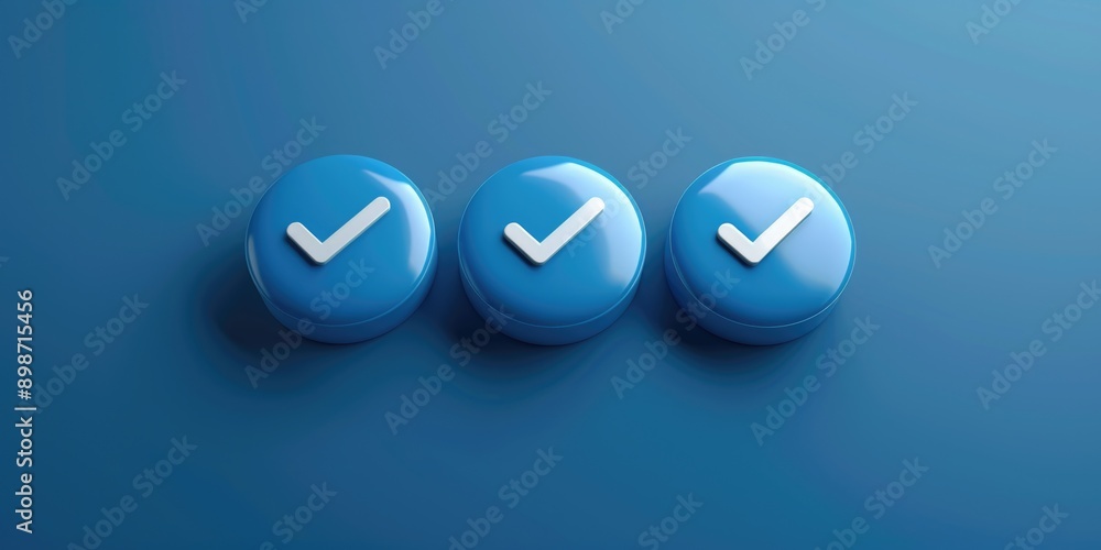 Poster Blue buttons with check marks