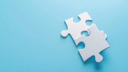 Two White Puzzle Pieces on a Blue Background
