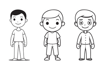 Boy line art vector illustration