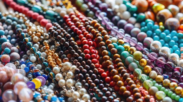 Various beads and beads for needlework. Selective focus.
