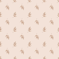 Seamless pattern with brown leaves