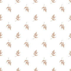 Seamless pattern with brown leaves