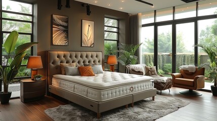 Picture of beautiful bed room. 
smart mattress. Generative AI