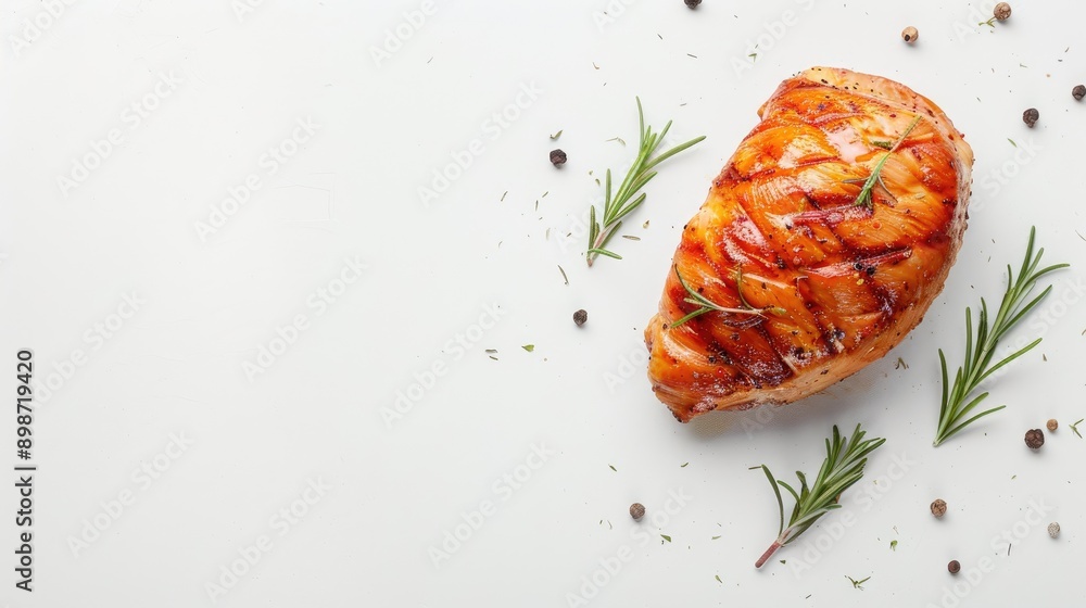 Canvas Prints smoked chicken breast on white backdrop with copy space