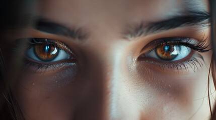 Fototapeta premium Intense eyes, sharp focus, detailed iris, powerful gaze, determination