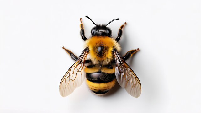 A close up of a Bumble-bee white background.