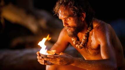 prehistoric man discovering fire