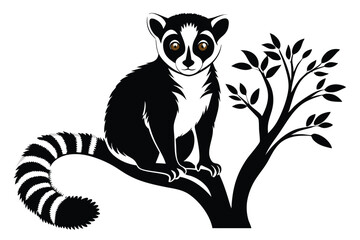 Lemur in tree silhouette vector H.eps