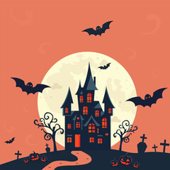 halloween night concept.flat vector illustration