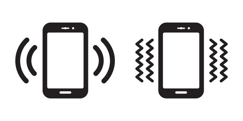 Smart phone Phone vibrate flat icon, Vibration mode phone icon on black circle. Cellphone vibrating concept