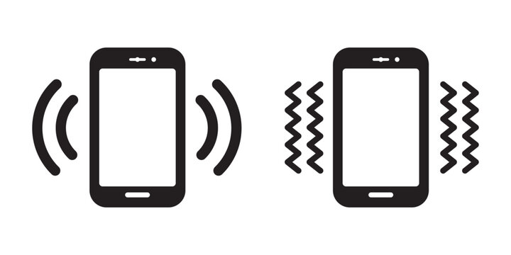 Smart phone Phone vibrate flat icon, Vibration mode phone icon on black circle. Cellphone vibrating concept