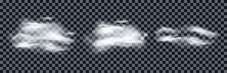 Naklejka premium Transparent realistic clouds. Steam, smoke effect