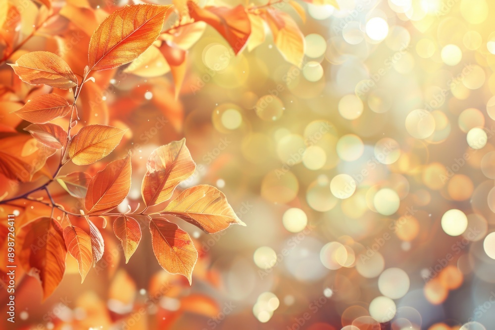 Poster a detailed view of a cluster of leaves on a tree branch, perfect for nature or environmental-themed 