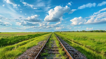 Fototapeta premium Train Tracks Leading to the Horizon