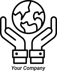 protect the earth logo, black and white