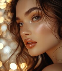 Stylish model with a makeup product. Generative AI