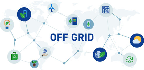 off grid offline unplugged disconnected concept blue color illustration