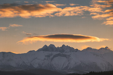 Winter views of the Tatra peaks seen from the Polish  side. The Tatra National Park in its winter attire makes an incredible impression.