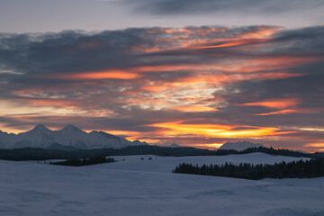 Winter views of the Tatra peaks seen from the Polish  side. The Tatra National Park in its winter attire makes an incredible impression.