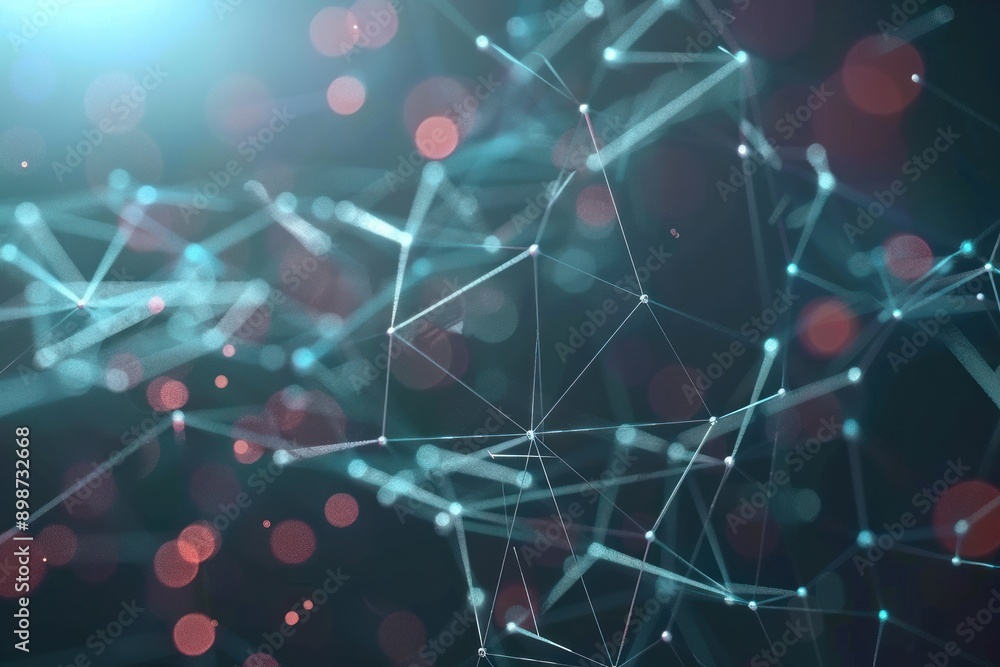 Poster 3d network connections with plexus design background
