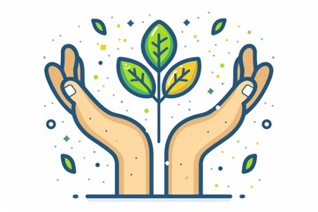 Hands nurturing a growing plant symbolizing care growth and sustainability ideal for eco friendly and environmental themes