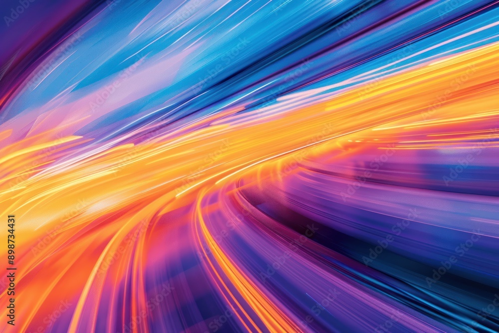 Poster abstract background with dynamic motion blur in vibrant colors representing futuristic technology an