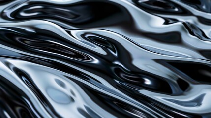 Liquid silver metal creates stunning abstract wavy patterns