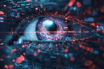 Fototapeta premium Abstract digital privacy visualization, data security in AI technology, futuristic and high resolution