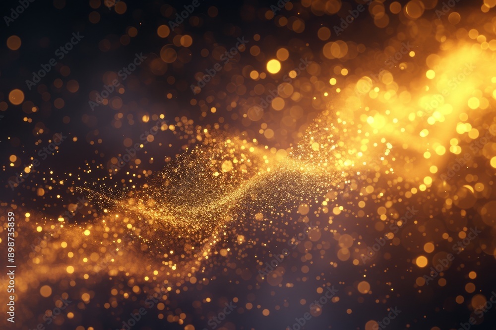 Poster a luminous stream of golden particles dances across a deep blue canvas, creating a mesmerizing celes
