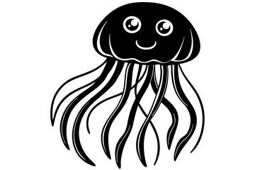 Funny Jellyfish Vector Illustration Cartoon, Clipart And Line Art Design, Funny jellyfish vector illustration, cartoon, clipart, and line art design on white background.