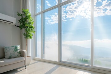 Fototapeta premium Air conditioning unit blowing cool air, refreshing the indoor space