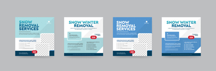 Snow removal or cleaning service square instagram banner for social media post.