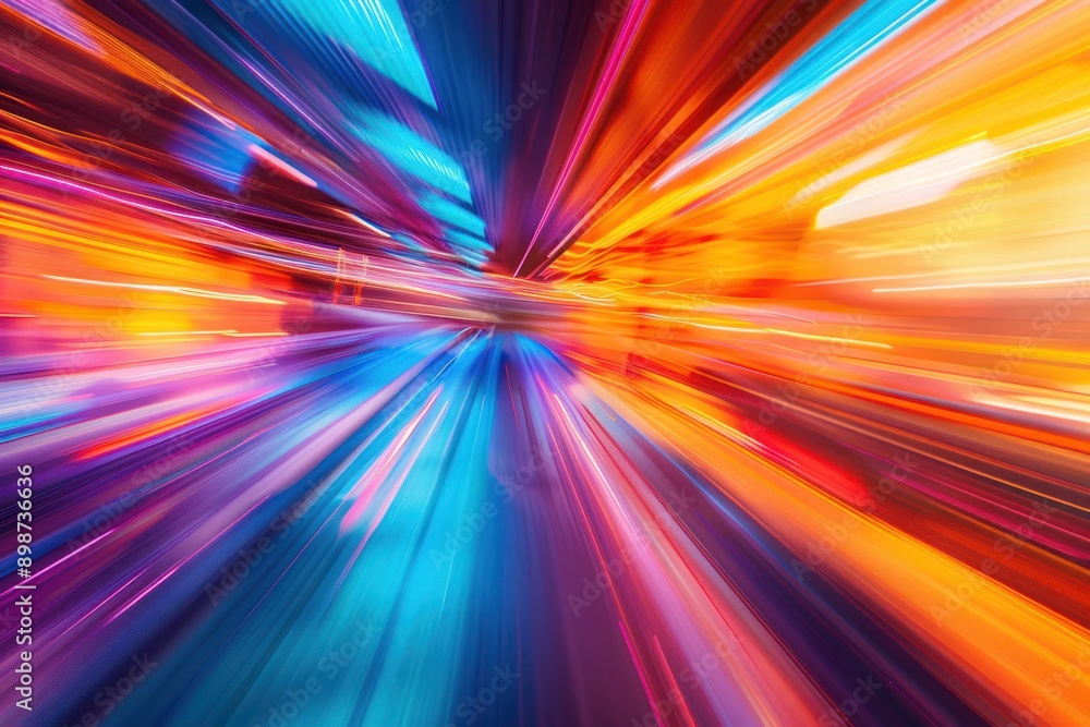 Poster abstract background with dynamic motion blur in vibrant colors representing futuristic technology an