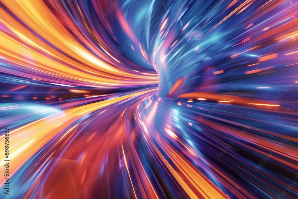 Poster abstract background with dynamic motion blur in vibrant colors representing futuristic technology an