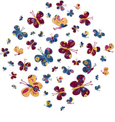 Multi-colored flying butterflies