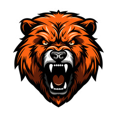 Grizzly bear logo. Roaring bear. Vector illustration of an angry grizzly bear's head. Bear head mascot. Sports logo.
