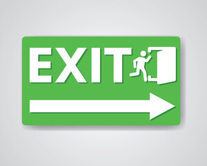 Exit Sign with a Green Rectangular Board Icon