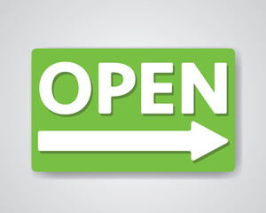 Open Sign with a Green Rectangular Board Icon